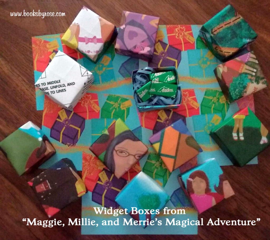Widget boxes from "Maggie, Millie, and Merrie's Magical Adventure."