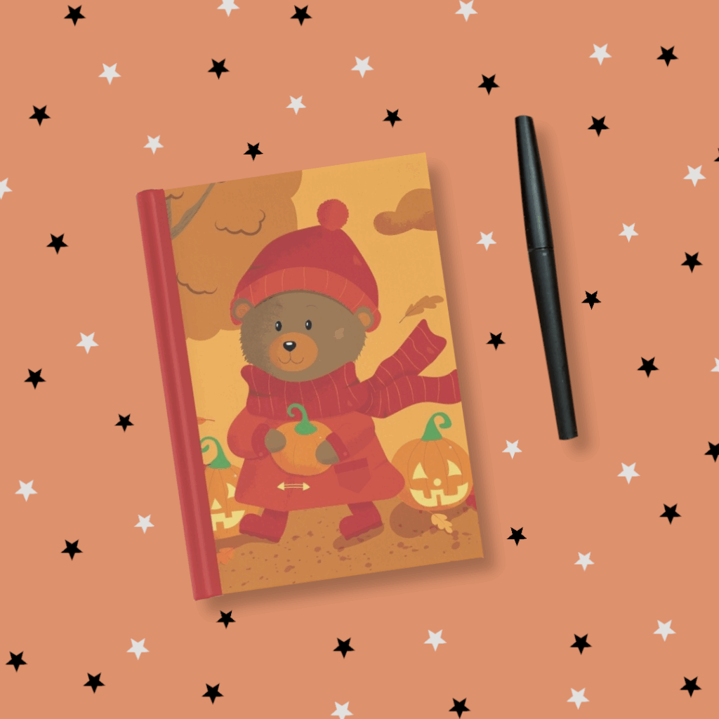 Autumn - Brown Bear with Pumpkin - Hardcover Journal Autumn - Brown Bear with Pumpkin - Hardcover Journal